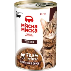 Консервы М’ясна Миска Консерва для кошек кусочки в соусе с телятиной 415 г