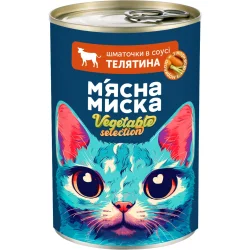 Консервы М’ясна Миска Корм влажный для котов Кусочки в соусе из телятины и моркови 415 г