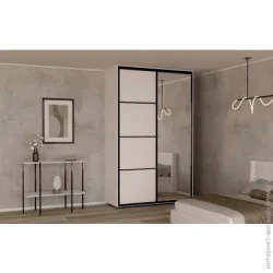Шафа купе Вісент Шафа-купе Стела 1зерк+ 1ДСП+ перегородки Visent ДСП 1400x600x2400 мм білий двері / ДСП/дзеркало