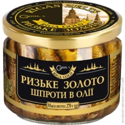 Рибная консерва РИЗЬКЕ ЗОЛОТО Шпроты в масле 4820062447034 270 г