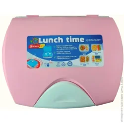 Ланч-бокс пластик Тірапласт Ланч-бокс Lunch time 3 в 1 пудро-рожевий