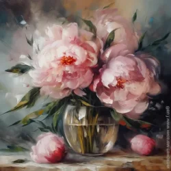 Арт Фемелі Картина на полотні Ніжні півонії у вазі 50x
