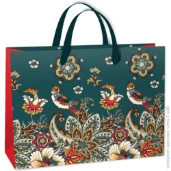 Подарочная упаковка Львівська Мануфактура Друку Пакет подарочный 32x42x12,5 см зеленый орнамент