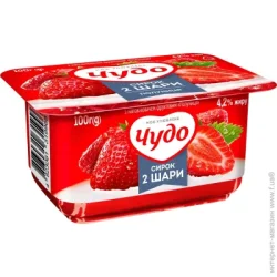 Сир Чудо Сирок ТМ 4.2% полуниця ст 100 г
