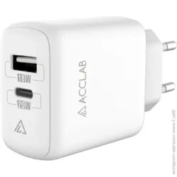 Зарядное устройство Acclab AL-TC220 1xUSB, 1xType-C White