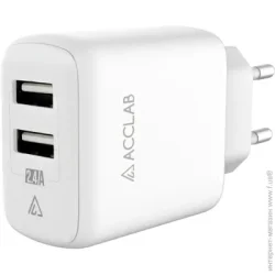 Зарядний пристрій Acclab AL-TC224 2хUSB 5В/2,4A/12W White