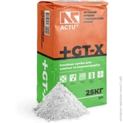 Actu Клей для керамической плитки мта керамогранита ПРО, GT-X, 25кг