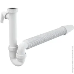 Труба гнучка Alca Plast Сифон для кухонного миття з накидною гайкою 6/4 ", підведенням і гофрой