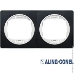 Aling-Conel Рамка двухместная Eon горизонтальная черный с белым E6701.E0
