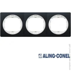 Aling-Conel Рамка трехместная Eon горизонтальная черный глянец E6703.E0