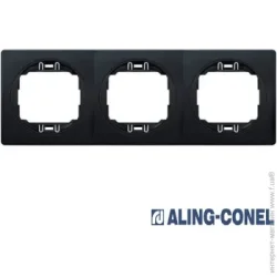 Aling-Conel Рамка трехместная Eon горизонтальная черный глянец E6703.EE