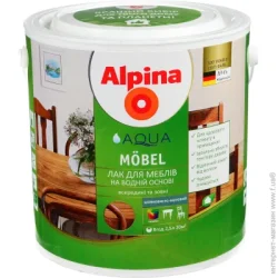 Alpina Лак акриловий Aqua Mobel SM шовковистий мат 2,5л прозорий