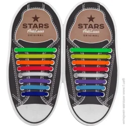 Antilaces Шнурки силиконовые Stars 38-68 мм 16 шт. разноцветный