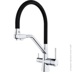 Змішувач для мийки Aqua Rodos BOLONIA 01 Chrome (АР000084835) гнучкий вилив, з каналом для питної води
