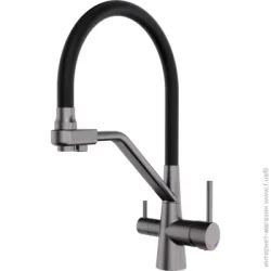 Смеситель для мойки Aqua Rodos BOLONIA 03 Gun Metal (АР000084840) с каналом для питьевой воды