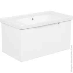 Тумба с раковиной Aqua Rodos Тумба подвесная МОДЭНА с умывальником Frame 80 см WHITE-MATT