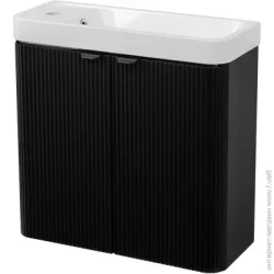 Тумба з раковиною Aqua Rodos Тумба підвісна FROST MINI (BLACK-MATT-PVC) з умывальником BAR MINI L 50 см