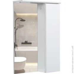 Aqua Rodos Зеркало со шкафчиком LEO 50 белый глянец