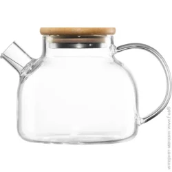 Прозорий чайник заварювальний 0.6 л скло Ardesto Заварник Ardesto Gemini 600мл, боросиликатное стекло, бамбук, прозрачный (AR3006GBM)