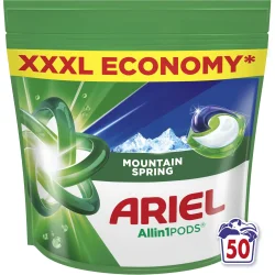 Капсулы для стирки для белых вещей Ariel Капсулы для машинной стирки Все-в-1 Горный источник 50 шт.