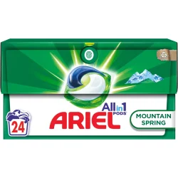 Капсулы для стирки для белых вещей Ariel Pods All-in-1 Горный источник 24 шт (8001090726667)