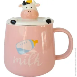 Astera Чашка з кришкою Cow Pink 400 мл A0520-JZ20S06P