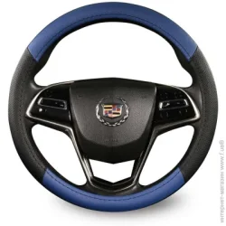 Обплетення на кермо Auto Assistance Чохол на руль LK1006-L M чорний з синім