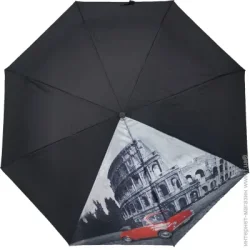 Парасолька AVK 377-2 Автомобіль чорний з сірим , жіноча , автомат