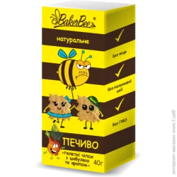 Bakerbee Печиво натуральне галетні чіпси з цибулею та кропом 40 г (4820228580063)