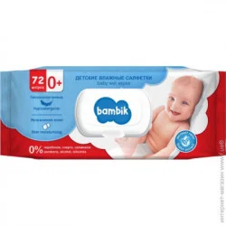 Влажные салфетки Bambik с первых дней жизни с экстрактом липы с клапаном 72шт. (4823071642865)