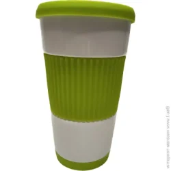 Чашка Banquet Чашка з кришкою 400 мл біло-зелена IO-400MUG - керамика