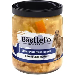 Консервы Basttet`O Корм влажный для собак для всех пород кусочки филе курицы в желе 130 г