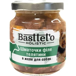 Консервы Basttet`O Корм влажный для собак для всех пород кусочки филе телятины в желе 130 г