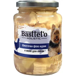 Консервы Basttet`O Корм влажный для собак для всех пород кусочки филе курицы в желе 360 г