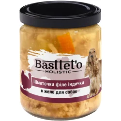Консервы Basttet`O Корм влажный для собак для всех пород кусочки филе индейки в желе 500 г