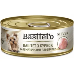 Консервы Basttet`O Консерва для собак для всех пород Silver с курицей и кусочками говядины 85 г