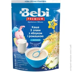 Каша Bebi Premium молочная 3 Злака с Яблоком и Ромашкой 200 г с 6 месяцев (8606019654399)