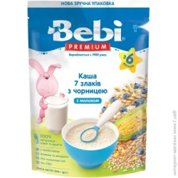 Каша Bebi Premium молочная 7 Злаков с Черникой 200 г с 6 месяцев (8606019654382)