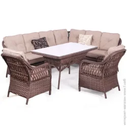 Стол с диваном Bella Vita Эдвард 12 темно-коричневый