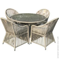 Садовые стол и стулья Bella Vita Анджело бежевый ротанг