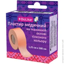 Biolikar Пластир на тканинній основі тілесного кольору в котушці 1,25 х 500 см