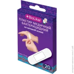 Biolikar Пластир медичний бактерицидний на нетканій основі 25x72 мм 20 шт.