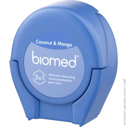 Зубная нить Нитка зубна BIOMED смак КОКОСА та МАНГО, 50мг. (7640168937232)