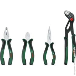 Пассатижи, острогубцы, бокорезы, клещи переставные обычные Bosch Набор плоскогубцев 4шт. (1600A02W7K)