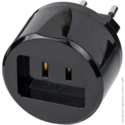 Brennenstuhl Переходник Тип А (американская 2-pin) - Тип F (евро) с заземлением 1 гн. черный 1508500010