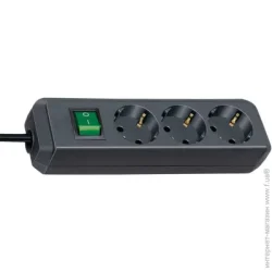 Удлинитель Brennenstuhl Удлинитель Eco-Line H05VV-F 3G1.5 с заземлением 3 гн. черный 5 м 1152900