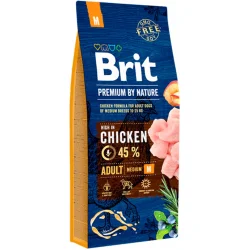 Сухой корм Brit Корм Едалт М для взрослых собак средних пород с курицей, 15 кг