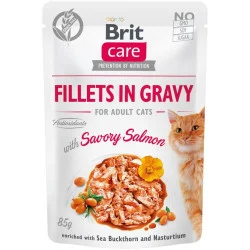 Влажный корм Care Cat, для кошек, филе в соусе с лососем, 85 г (147581)