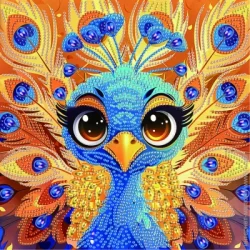 Brushme Алмазная мозаика "Милый павлин" BH039 неполная выкладка 25х25 см
