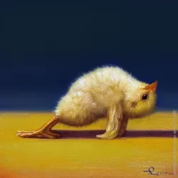Brushme Картина на холсте Йога курица планка в гору ©Lucia Heffernan 30x30 см CN53298S